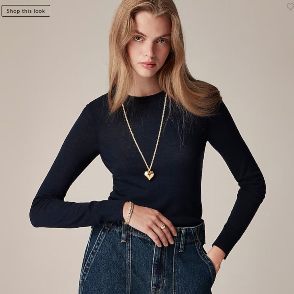 J. Crew Classic Merino Wool Sweater - Navy Blue - Size L